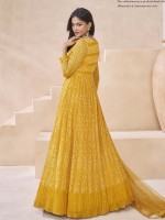 Mustard Real Georgette Anarkali Gown